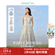 茵曼（INMAN）法式碎花高級感2025夏女新款休閑中長(cháng)吊帶連衣裙子 月藍色吊帶裙 S