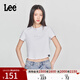 Lee25新品修身版圓領(lǐng)鉚釘Logo印花短款女短袖T恤休閑LWT009878K99 白色 XL