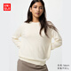 優(yōu)衣庫女裝羊絨圓領(lǐng)針織衫/長(cháng)袖毛衣毛衫479160 01 乳白色 XL