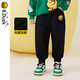 B.Duck小黃鴨童裝兒童褲子男童冬季加絨保暖運動(dòng)針織長(cháng)褲3080黑色120