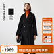 朗姿騏驥紅【王楚然同款】純羊毛通勤大衣修身毛呢外套冬季新款 黑色 M