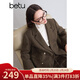 百圖betu女裝冬季新款毛呢外套時(shí)髦有型羊毛西裝大衣女2410T24 咖啡色 S