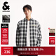 杰克·瓊斯（JACK&JONES）男裝25年秋季格子襯衫男純棉磨毛寬松潮流休閑穿搭長(cháng)袖襯衫薄外套 E43純黑色 常規 M