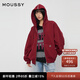 moussy 新品美式復古純色拉鏈連帽衛衣外套028IAZ80-1005 083深紅色 均碼 00020/F