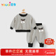 優(yōu)奇嬰兒衣服男女寶寶春秋加絨套裝嬰幼兒秋冬洋氣衛衣分體洋氣兩件套