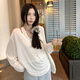 允橘防曬罩衫長(cháng)袖t恤女2026新款春夏潮流寬松上衣遮肚子洋氣純欲風(fēng) 白色防曬罩衫+背心 均碼 建議75-130斤