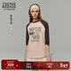 Teenie Weenie小熊女裝T恤2025秋清新活力撞色插肩袖圓領(lǐng)上衣 粉色 L