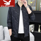 花花公子（PLAYBOY）新款男士青年外套韓版休閑夾克男春秋款立領(lǐng)棒球服潮牌男裝上衣服 502 黑色 M 【約 85-105斤】