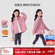 左西女童襯衫加絨兒童復古加厚2025新款女孩搖粒絨保暖襯衣 粉色 140