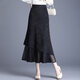 網(wǎng)紗拼接魚(yú)尾半身裙女春季2026新款國風(fēng)提花包臀裙氣質(zhì)顯瘦中長(cháng)裙 黑色 M （體重90~100斤）