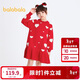 巴拉巴拉女童連衣裙兒童裙子秋裝款新年季中大童荷葉邊保暖拜年服