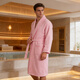 欣美舒純棉浴袍男女全棉情侶長(cháng)款睡袍春秋冬季吸水速干居家服大碼毛巾料 粉色-純棉毛巾料-吸水 M (身高155-165cm 衣長(cháng)110cm)