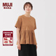 MUJI女式 泡泡紗 短袖罩衫 t恤上衣打底衫女款內搭 女裝 BC2PDA5A 駝色 M (160/84A)