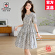 AEMAPE小個(gè)子碎花真絲連衣裙女夏季2026新款感洋氣寬松收腰顯瘦裙子 白色 L 建議100-115斤
