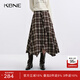 KBNE咖色磨毛格紋半身裙小個(gè)子半裙2025秋季新款氣質(zhì)a字中長(cháng)裙女 咖色格紋 S