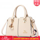 袋鼠卡拉真皮女士手提包女包斜挎包輕奢實(shí)用春節禮物中年女士包送媽媽婆婆 米白【禮盒裝+手包】