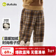 嘟嘟家兒童褲子加絨冬裝女童長(cháng)褲冬款男童格子褲洋氣寶寶休閑褲衣服童裝 棕格紋 90