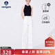 Navigare意大利小帆船三防牛仔褲女士夏季高腰輕薄長(cháng)褲時(shí)尚簡(jiǎn)約寬松直筒褲 科技白 S