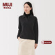 MUJI女式 羊毛混毛圈花式線(xiàn)POLO針織衫毛衣女裝上衣25年冬季 BA1QLA5A 深灰色 M (160/84A)