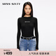 MISS SIXTY2025秋季新款針織衫女圓領(lǐng)修身羊毛桑蠶絲混紡提花上衣 黑色 L
