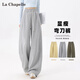 拉夏貝爾休閑彎刀闊腿褲女春季新款高腰寬松遮肉顯瘦通勤百搭香蕉褲