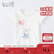 戴維貝拉（DAVE＆BELLA）兒童t恤嬰兒短袖夏季薄款小童上衣夏裝女童寶寶半袖幼兒衣服 白色【DB2221905】 100 cm（建議身高90-100cm）