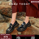 BEAUTODAY厚底樂(lè )福鞋女鞋2025新款冬季真皮英倫風(fēng)增高小皮鞋子女黑色單鞋女 經(jīng)典黑 39