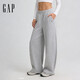 蓋璞（GAP）女裝秋季款空氣三明治松緊腰寬松經(jīng)典彎刀長(cháng)褲針織褲793983