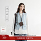 MSLAN復古V領(lǐng)開(kāi)衫針織馬甲2026春季新款高級感簡(jiǎn)約疊穿馬夾上衣 淺蔚藍 L