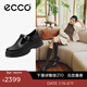愛(ài)步（ECCO）樂(lè )福鞋女 英倫風(fēng)牛皮厚底增高單鞋女 蹤跡220763 黑色22076301001 37