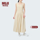 MUJIIDEE 女式 人字紋 連體裙 連衣裙裙子夏季長(cháng)裙無(wú)袖GAD61C4S 淺米色 均 碼 165/88A