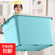 特大號加厚塑料收納箱帶蓋家用大容量衣服零食玩具整理箱車(chē)載箱 暮光藍 【80*59*47.5】特大號6滑輪 280#