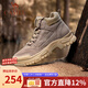 駱駝（CAMEL）馬丁靴復古休閑工裝靴秋冬季加絨戶(hù)外徒步厚底增高登山鞋男 G14W076684 卡其 42