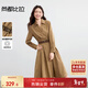 尚都比拉復古風(fēng)長(cháng)袖V領(lǐng)絨感連衣裙女秋季工字褶襯衫裙撞色皮帶收腰中長(cháng)裙