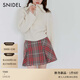 SNIDEL2025秋冬新品高腰經(jīng)典格紋壓褶A字短款半身裙SWFS254143 紅色 L (2)
