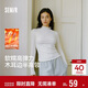 森馬（Semir）長(cháng)袖T恤女半高領(lǐng)緊身冬季2025發(fā)熱抓絨木耳邊打底衫109725101013