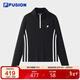 FILA FUSION斐樂(lè )潮牌女子針織長(cháng)袖衫2025秋時(shí)尚修身半拉鏈長(cháng)T