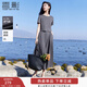 香影灰色休閑套裝女2025夏季新款正肩t恤半身裙兩件套一整套穿搭 深灰 M