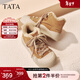 他她（TATA）板鞋2025冬厚底運動(dòng)女鞋加絨保暖休閑鞋棉鞋子CJF01DD5 棕色（仿毛里） 39