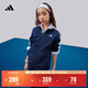 adidas男女大童休閑舒適長(cháng)袖套裝兒童秋季新款阿迪達斯官方輕運動(dòng)   深藍/白色   164
