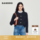 SANDRO秋冬女裝法式時(shí)尚優(yōu)雅灰色可拆卸花邊領(lǐng)S刺繡長(cháng)袖針織開(kāi)衫 23/碳灰色 S (1)