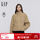 蓋璞（GAP）女裝2025秋季新款貼布繡logo仿羊羔絨寬松拉鏈立領(lǐng)外套 卡其色 S (160/84A)亞洲尺碼【偏大,建議拍小一碼】
