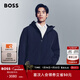 雨果博斯BOSS 男士冬季人字紋飾邊連帽棉服 404-深藍色 L (50)