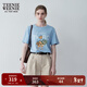 Teenie Weenie女裝簡(jiǎn)約時(shí)尚夏裝清新多巴胺大熊短袖T恤打底衫 淺藍色 S (160)