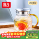 富光耐熱玻璃涼水壺大容量家用果汁杯花茶杯茶壺冷水壺錘紋壺1200ML