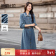 尚都比拉【撞色花邊】丹寧風(fēng)簡(jiǎn)約通勤100%陽(yáng)光棉長(cháng)袖中長(cháng)款牛仔連衣裙 深藍色 L 110-120斤建議選擇