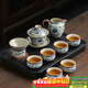 不拙茶具整套功夫茶具套裝家庭用客廳高檔青花瓷汝窯蓋碗9入泡茶套裝