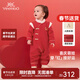 英氏（YEEHOO）嬰兒拜年服秋冬保暖嬰兒衣服新中式寶寶連體衣喜慶 新年紅-夾棉款 80cm （建議身高72-80cm）