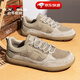公牛世家男鞋春季新款百搭復古休閑鞋男士軟底皮面運動(dòng)板鞋潮流德訓鞋子男 卡其【四季款單鞋】GN251Y001 41 （運動(dòng)鞋碼）