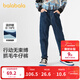 巴拉巴拉童裝兒童褲子男童長(cháng)褲秋冬裝寶寶直筒褲加絨時(shí)尚潮酷 牛仔深藍88301 150